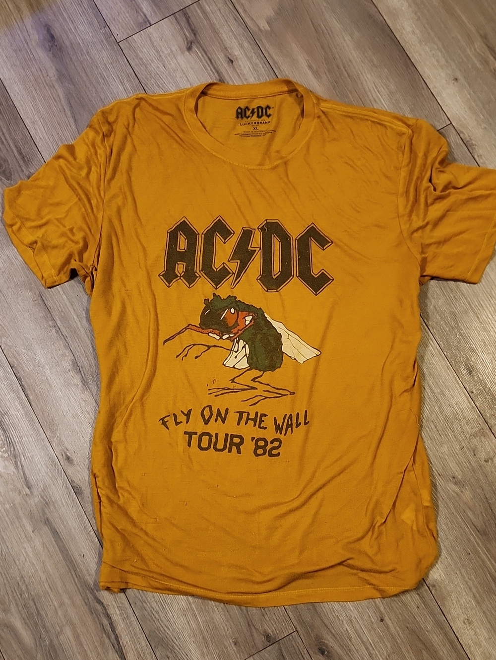 AC/DC Mustard Yellow 'Fly on the Wall Tour '82' Graphic Tee